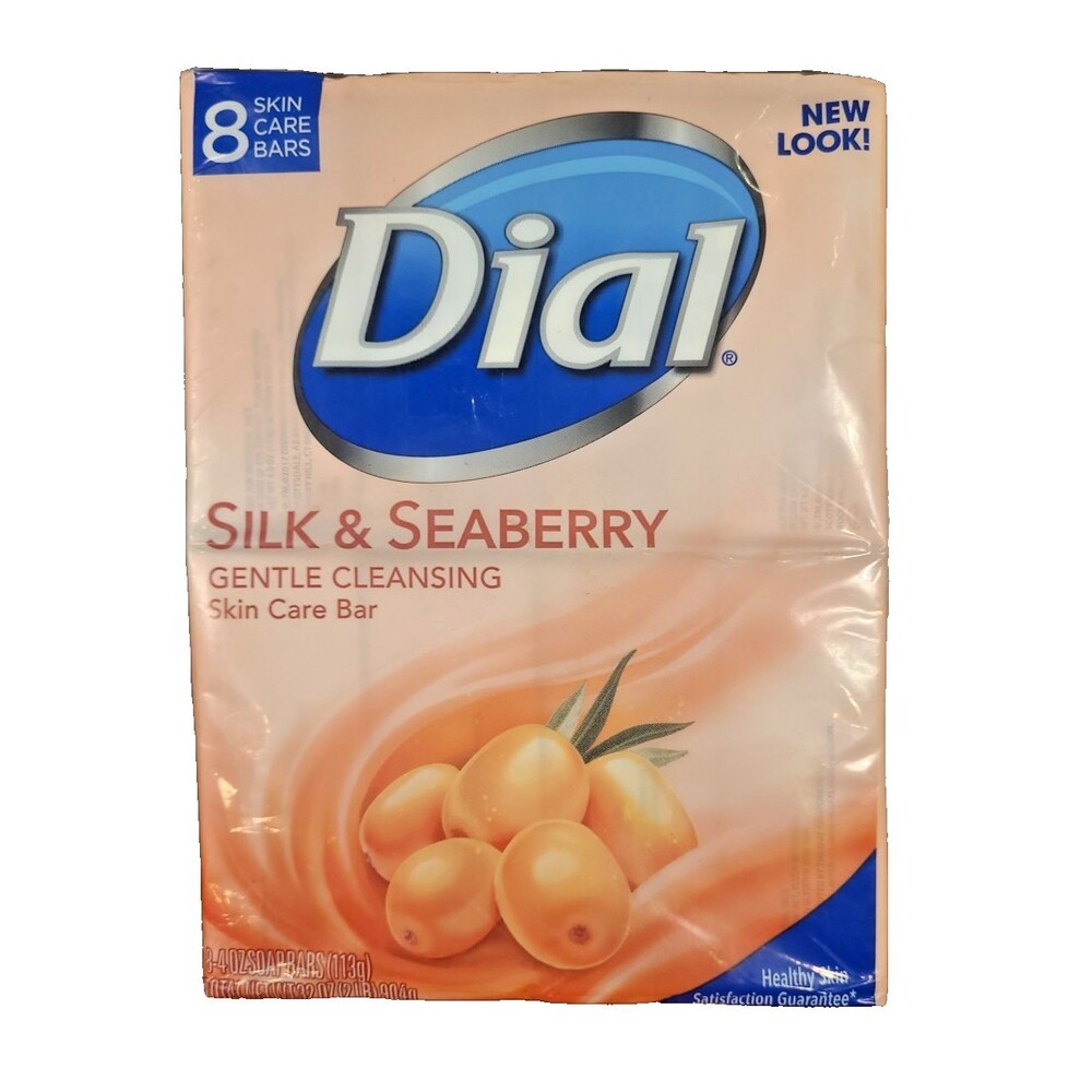 8 Pack Dial Silk & Seaberry Gentle Cleansing Skin Care Bar Soap 4 oz  Each